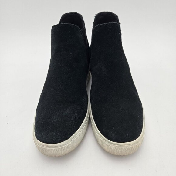 Steve Madden Suede Sultan Chelsea Wedge Sneakers 9 Leather‎ SULT02S1 Black White - Picture 2 of 10